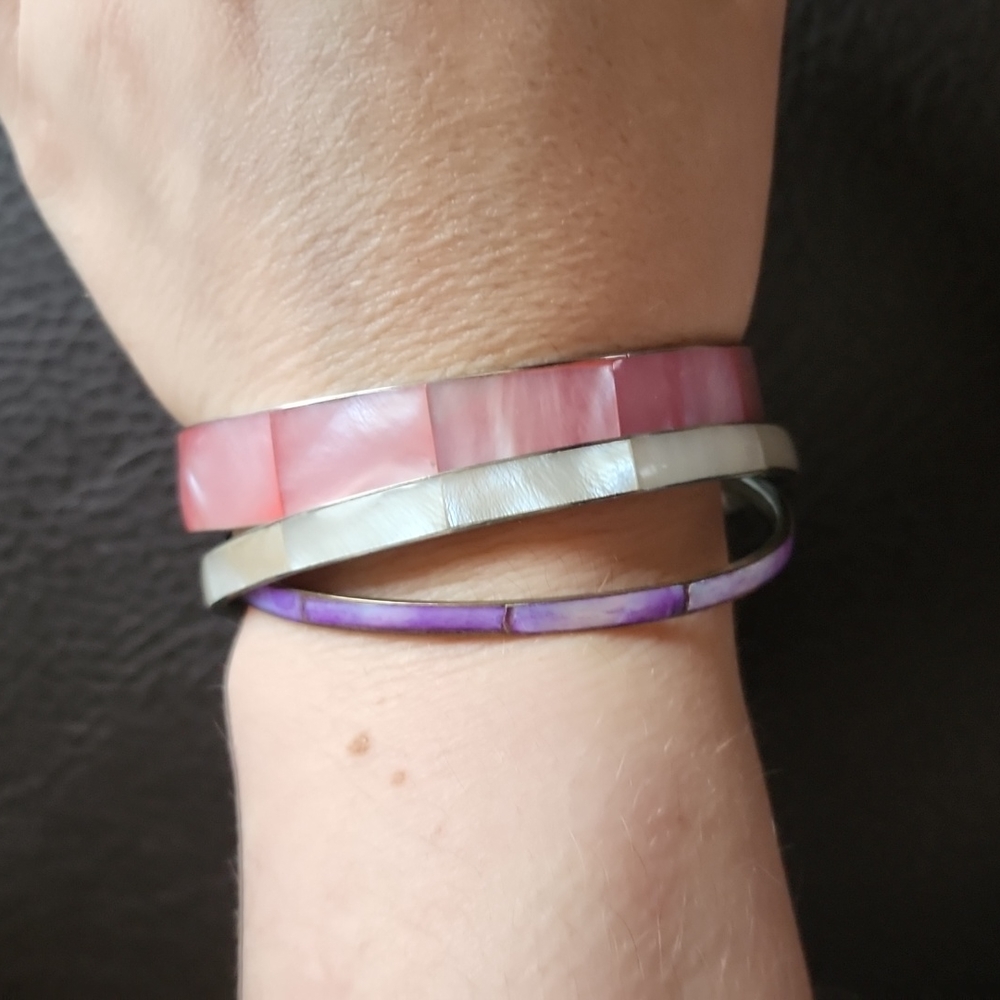 Vtg Shell Bangle Bracelets - image 7